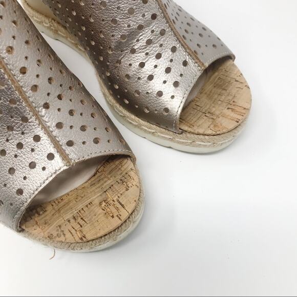 Pikolinos Bali Metallic Wedge Laser Cut Leather Open Toe Sandals Shoes 40 9.5 - Picture 4 of 15